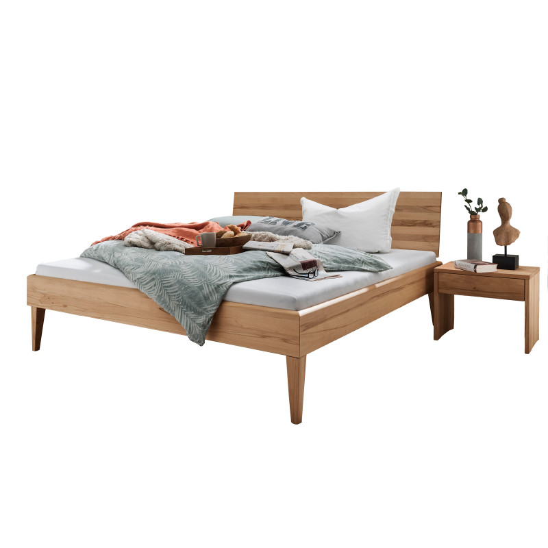 Massivholzbett Kernbuche "RIV" mit durchgängigem Holzkopfteil