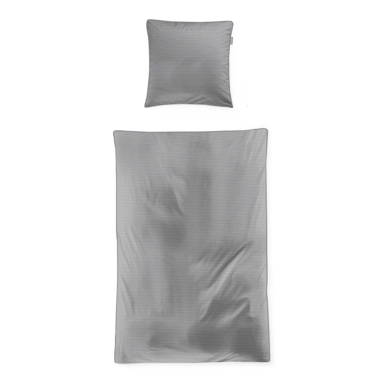 Satin Bettwäsche in grau gestreift