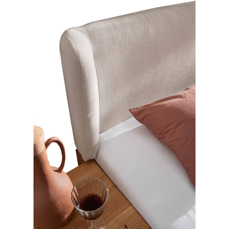 Kopfteil aus Polster im Detail: Massivholzbett Wildeiche "CL55- KomfortPlus"